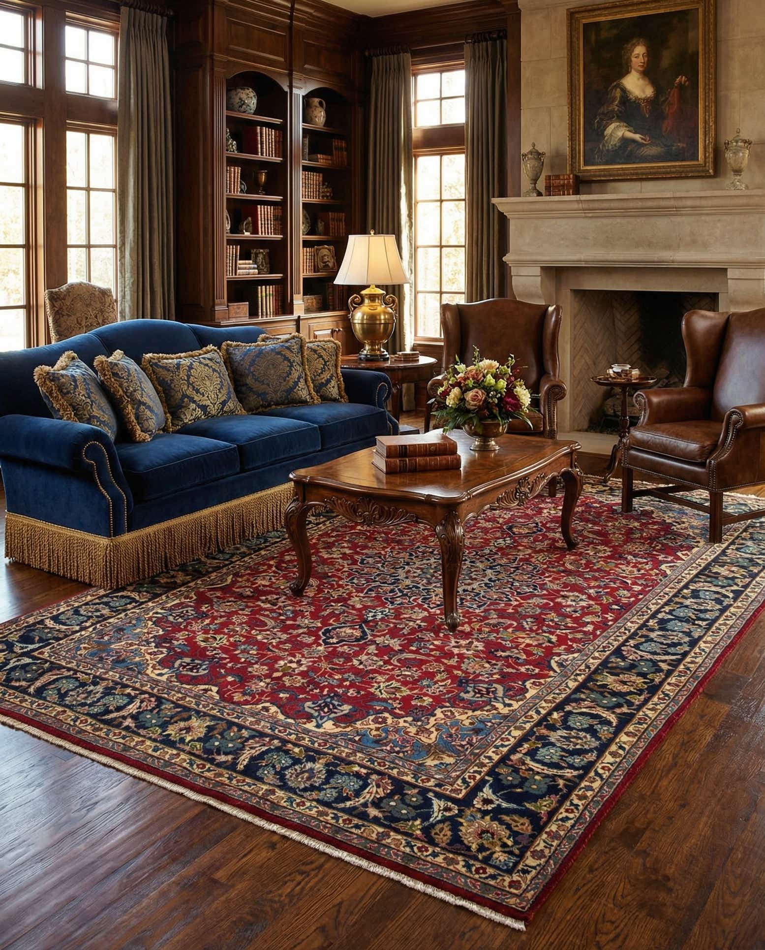 7' 11 x 11' 6 Hand Knotted Mashad Persian Wool Rug