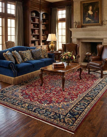 7' 11 x 11' 6 Hand Knotted Mashad Persian Wool Rug