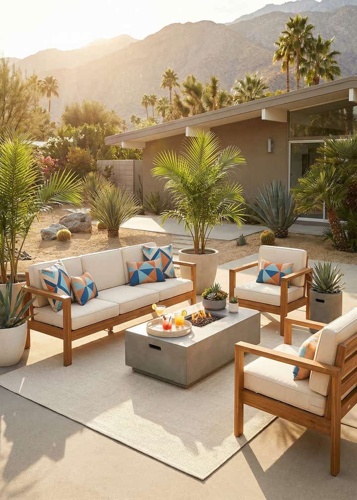 6' 1 x 9' Easy-Clean Jill Zarin Palm Springs Indoor / Outdoor Rug
