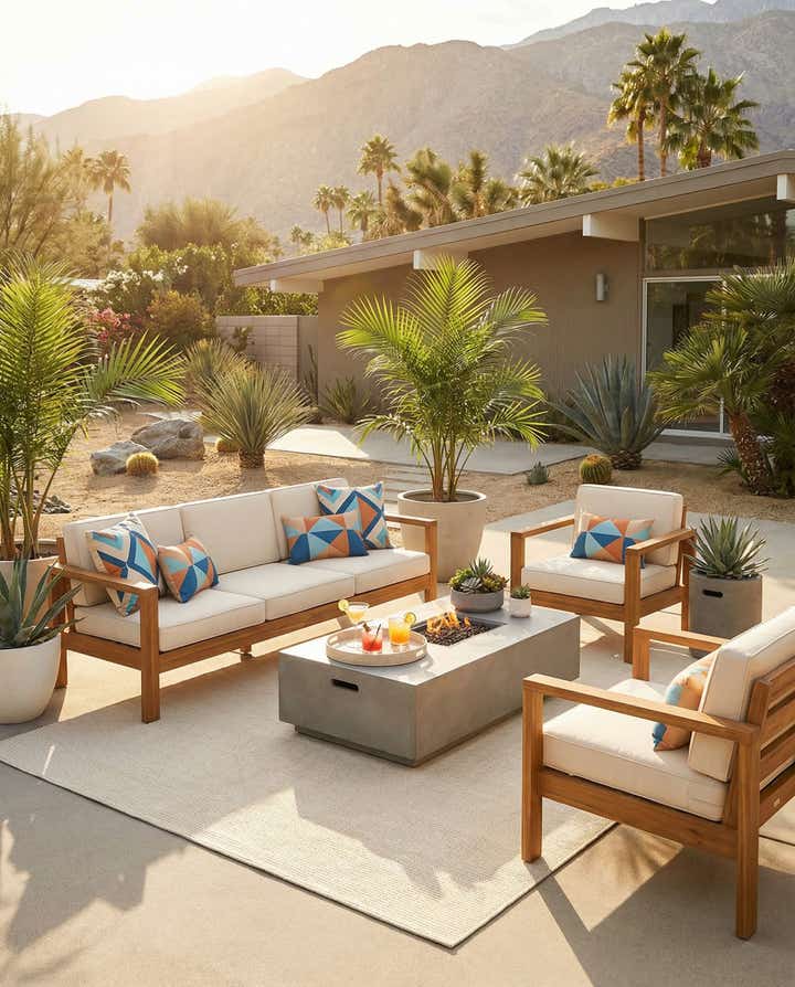 6' 1 x 9' Easy-Clean Jill Zarin Palm Springs Indoor / Outdoor Rug