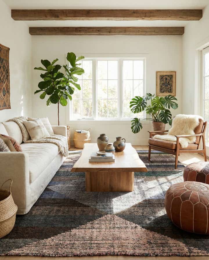 8' x 10' 4 Hand Knotted Moroccan Wool Rug