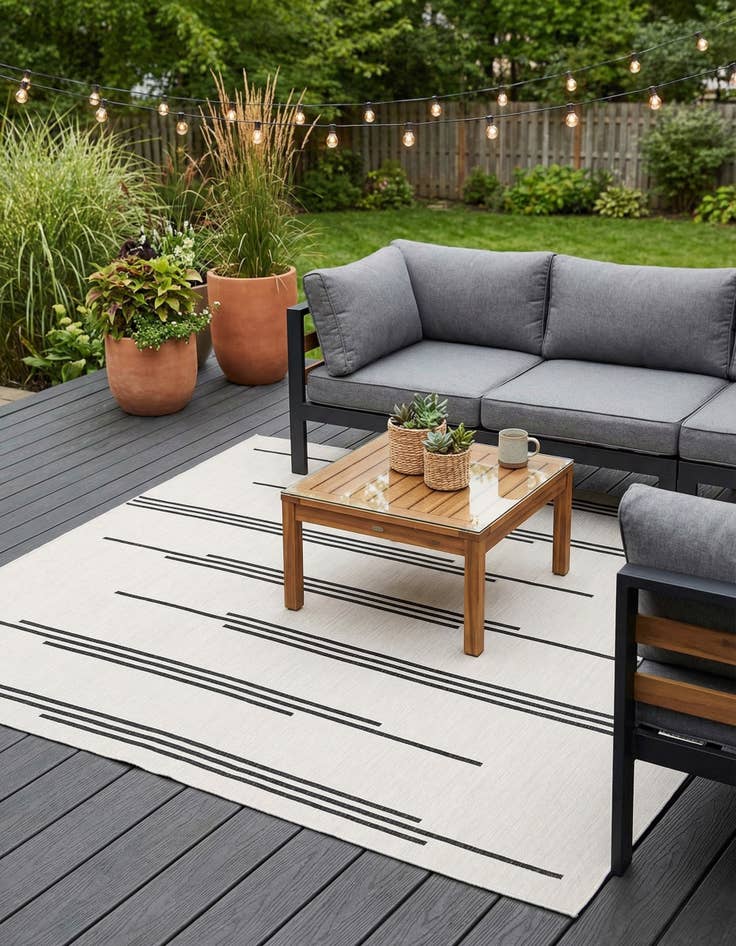 Detail image of  12' x 12'  Washable Modern Indoor / Outdoor Square Rug