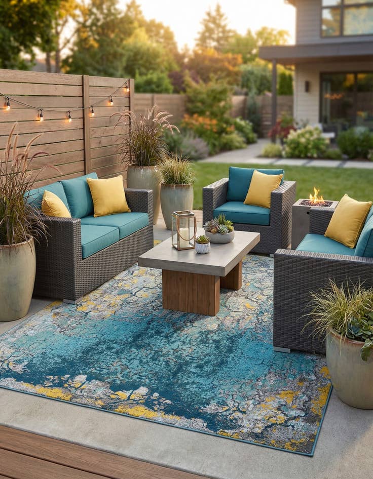 Detail image of 7' 10 x 10'  Washable Modern Indoor / Outdoor Rug