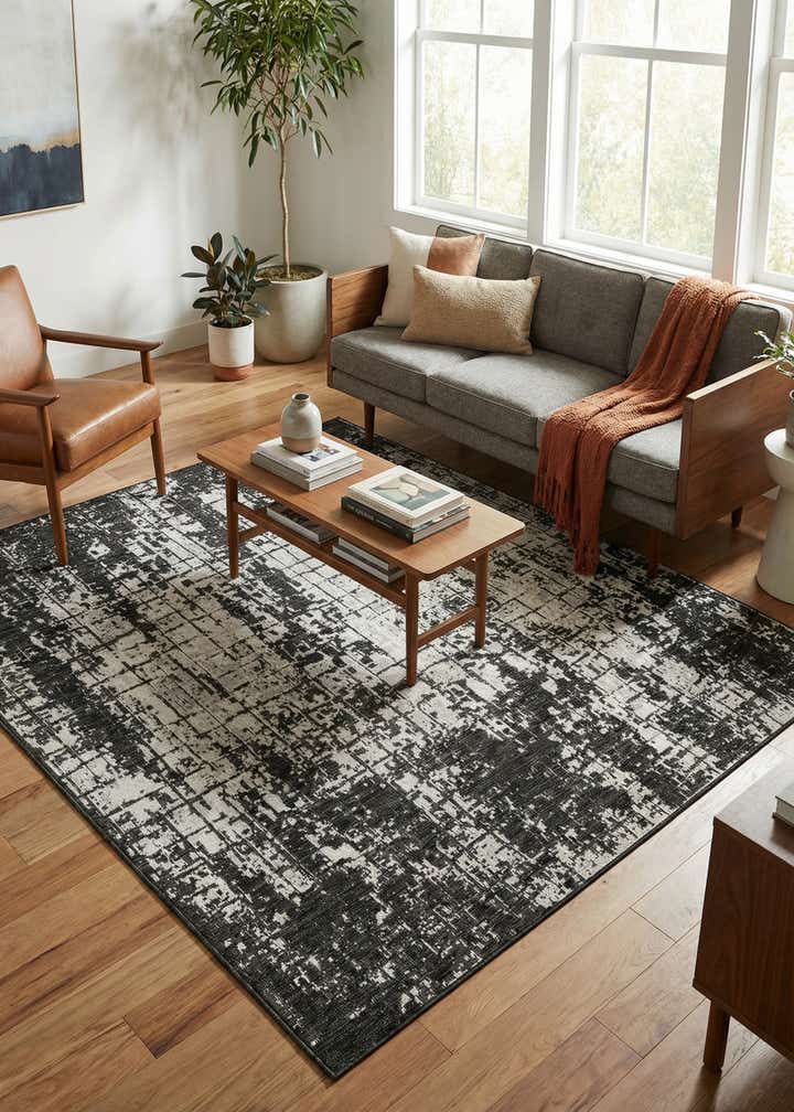 7' 10 x 7' 10 Easy-Clean Modern Indoor / Outdoor Square Rug