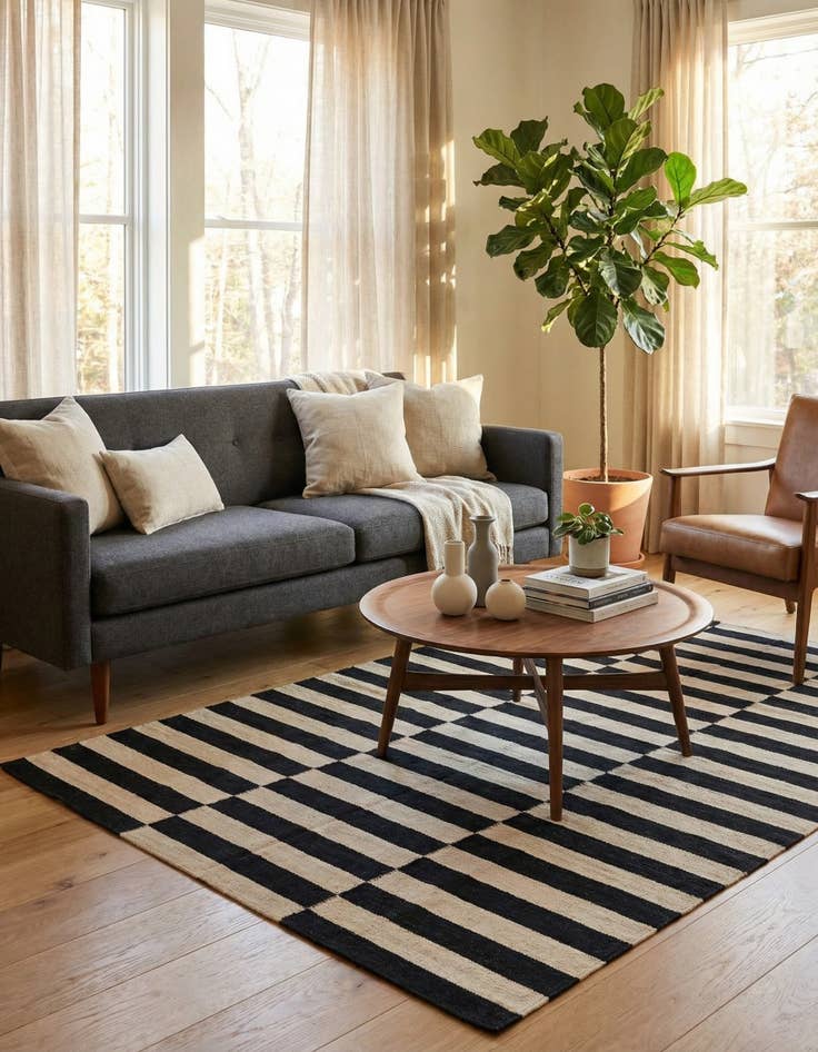 Detail image of 4' 1 x 5' 10  Hand Woven Kilim Modern Wool Rug