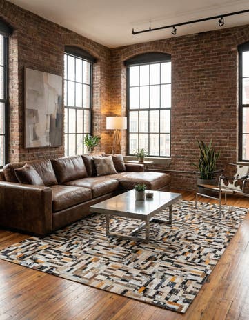 5' 2 x 8' 2 Cowhide - Patchwork Rug
