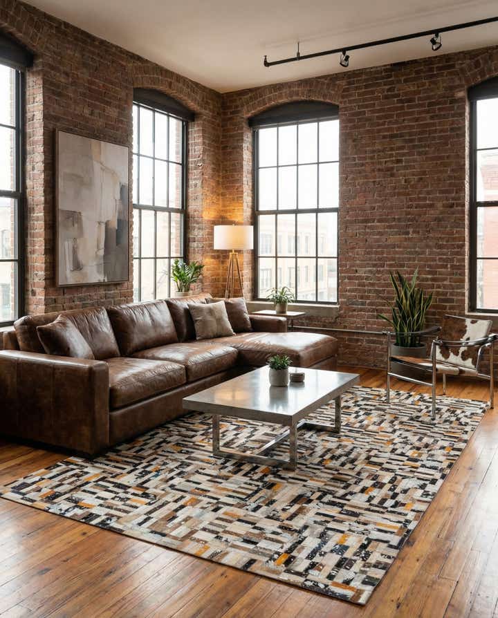 5' 2 x 8' 2 Cowhide - Patchwork Rug