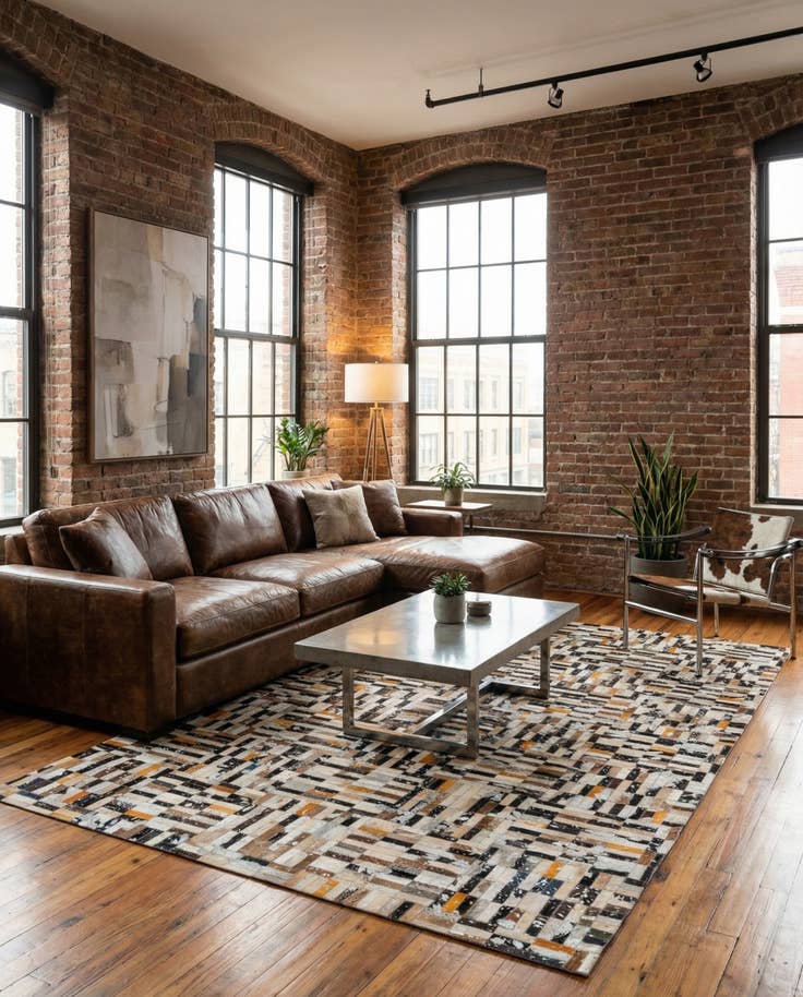 Detail image of 5' 2 x 8' 2 Cowhide - Patchwork Rug