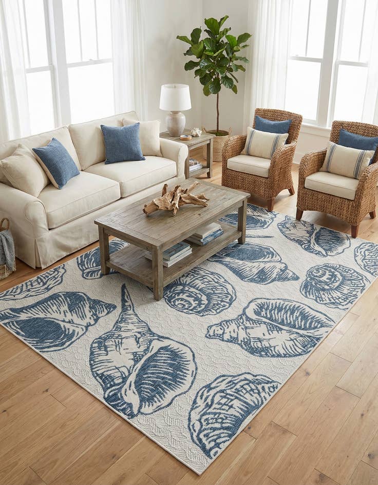 Detail image of  6' x 9'  Washable Coastal Indoor / Outdoor Rug