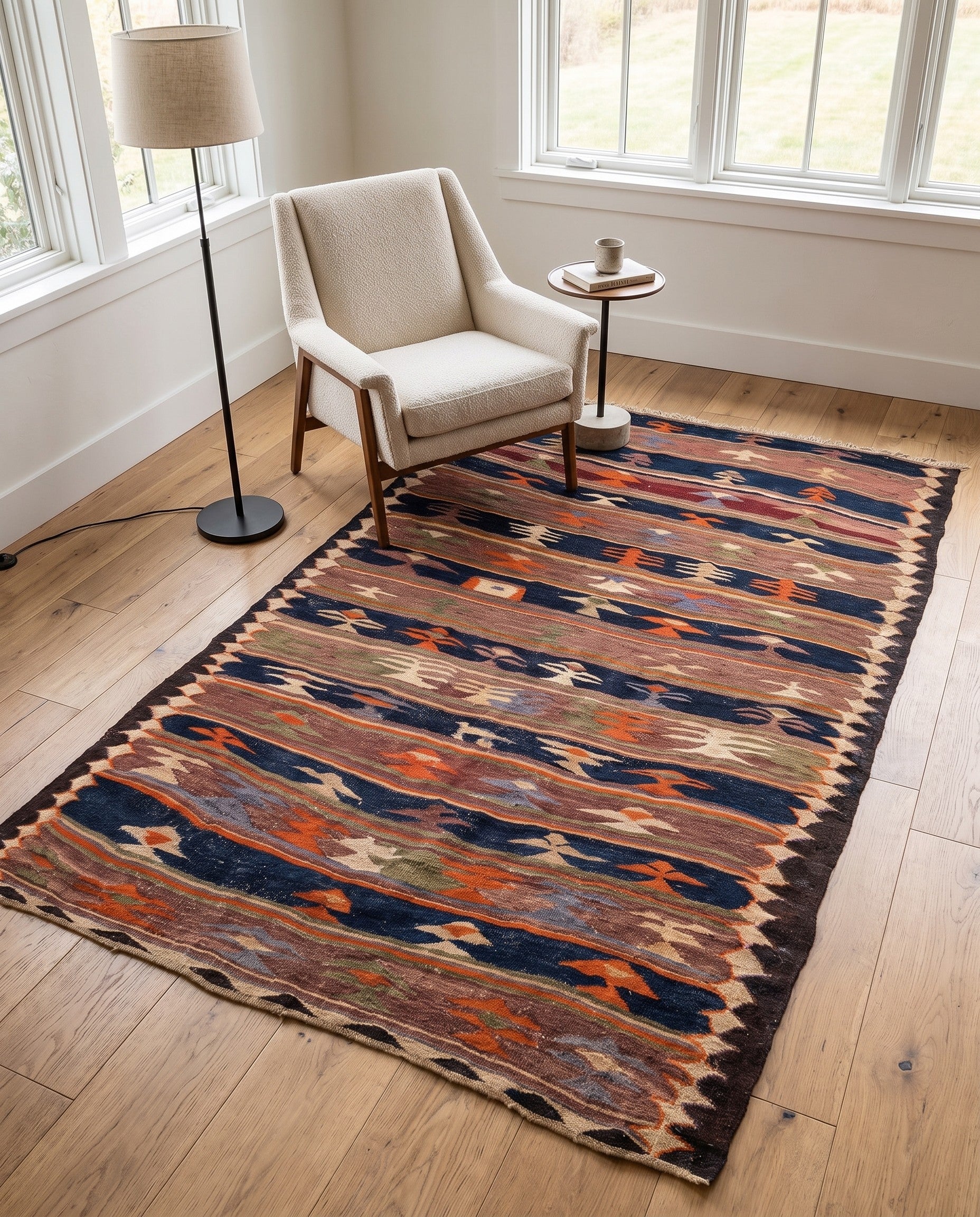 145cm x 245cm Tejido a mano Kilim Fars Alfombra Lana