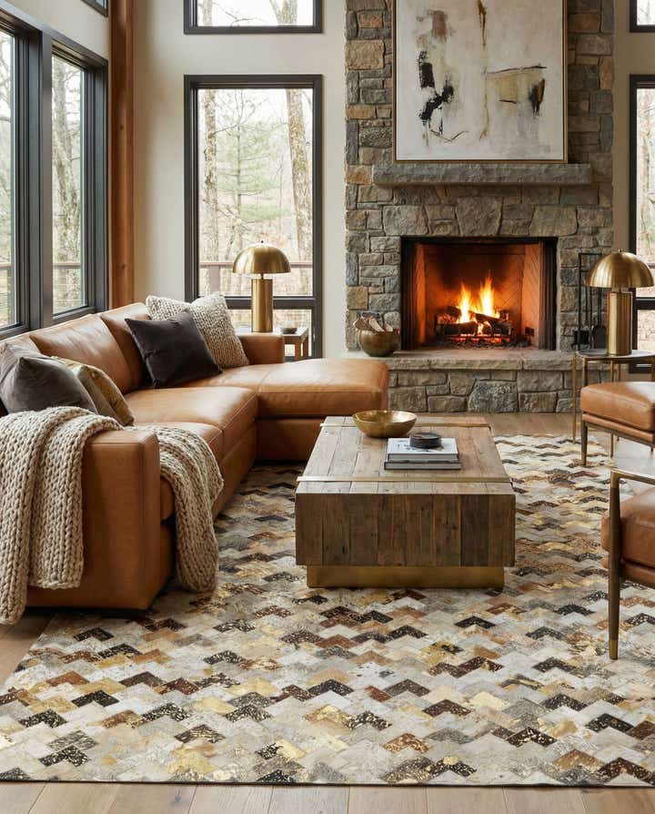 5' x 8' 1 Cowhide Leather Rug