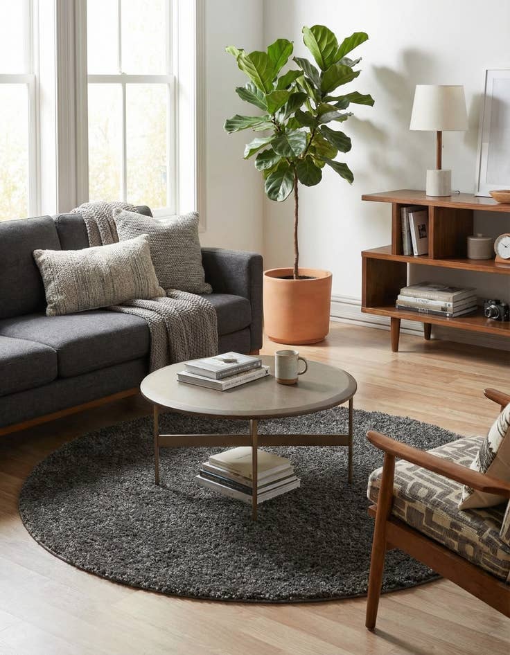 Detail image of 6' x 6' Soft Solid Shag Round Rug