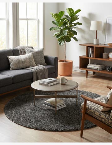 6' x 6' Soft Solid Shag Round Rug