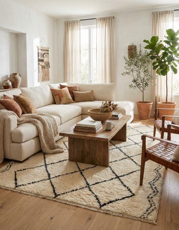 6' x 9' Hand Knotted Moroccan Wool Rug