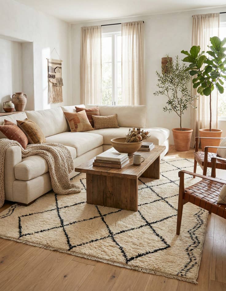 Detail image of 6' x 9'  Hand Knotted Moroccan Wool Rug