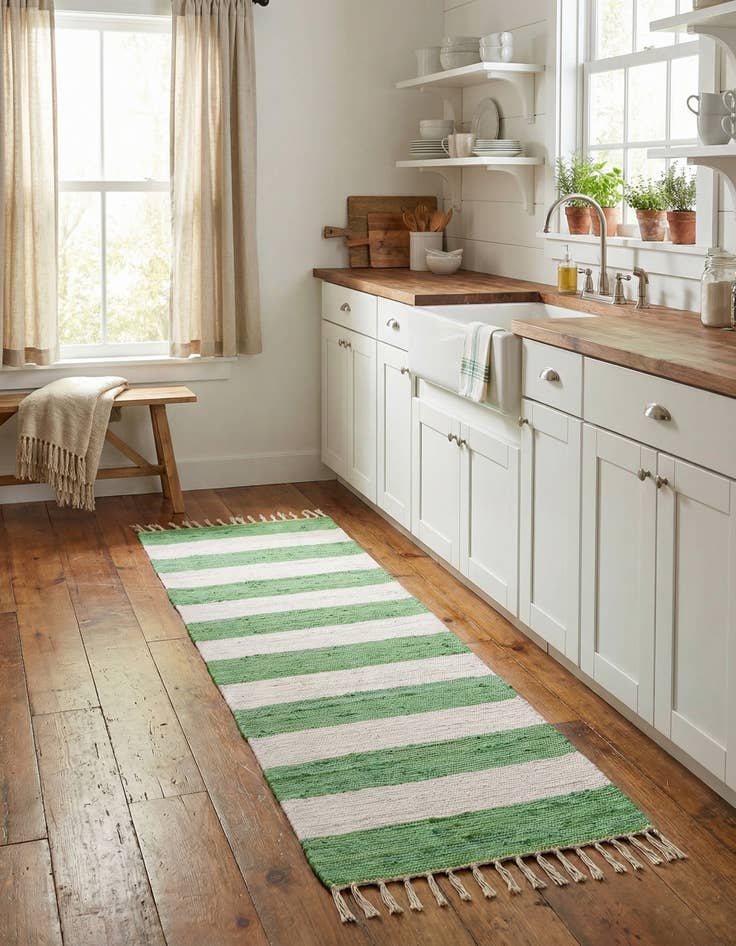 Detail image of  2' 2 x 8'  Hand Woven Chindi Rag Runner Rug