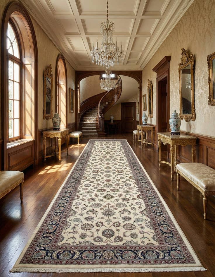 Detail image of 6' 10 x 20' 1 Hand Knotted Isfahan Persian Runner Rug