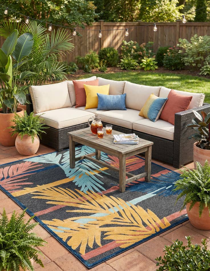 Detail image of 7' 10 x 10' Easy-Clean Belize Indoor / Outdoor Rug