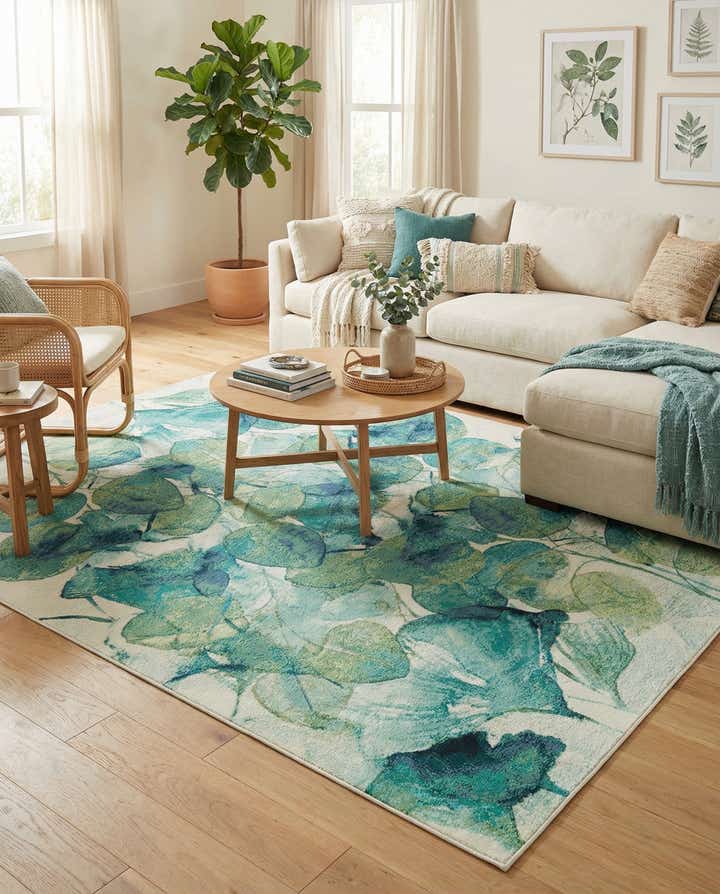 7' 10 x 10' Easy-Clean Botanical Indoor / Outdoor Rug