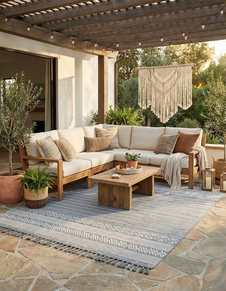 Detail image of  10' x 14' 1  Washable Eco Bohemian Indoor / Outdoor Rug