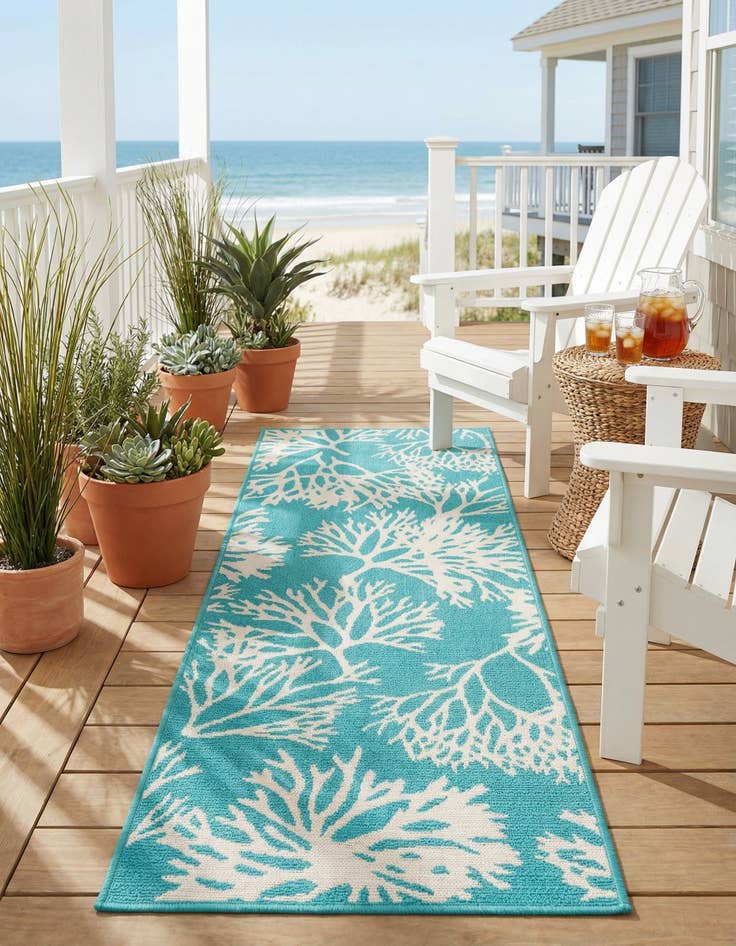 Detail image of  2' x 6'  Washable Coastal Indoor / Outdoor Runner Rug