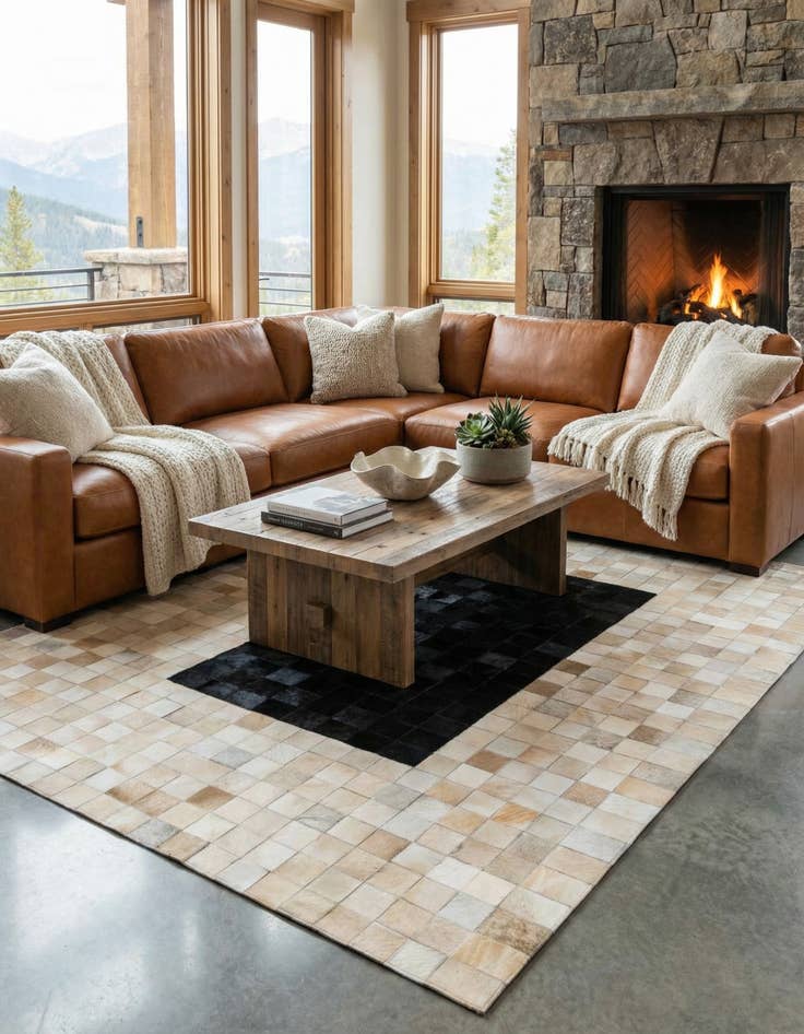 Detail image of  5' x 8' Cowhide Leather Rug