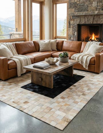 5' x 8' Cowhide Leather Rug