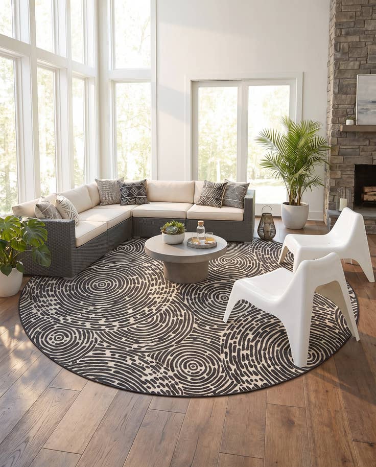 Detail image of 13' x 13' Easy-Clean Modern Indoor / Outdoor Round Rug