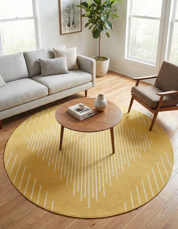 Detail image of 7' 10 x 7' 10  Washable Modern Indoor / Outdoor Round Rug