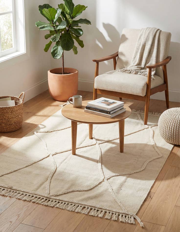 Detail image of  3' 6 x 4' 10  Hand Knotted Moroccan Wool Rug