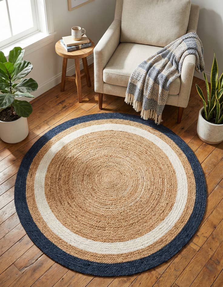 Detail image of 4' 1 x 4' 1  Hand Braided Jute Round Rug