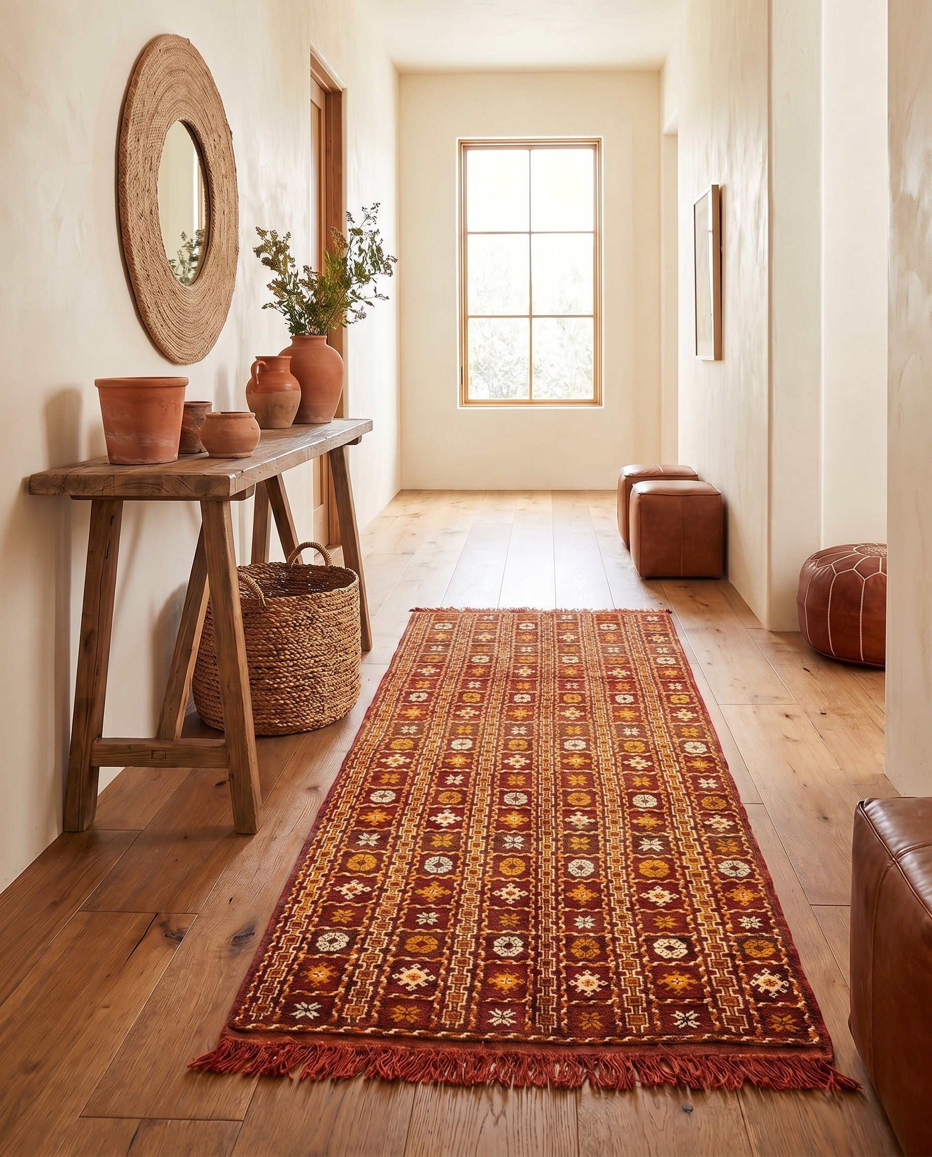 4' 5 x 8' 2 Hand Knotted Moroccan Wool Runner Rug