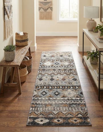 Khaki Gray Eco Southwestern Runner Rug