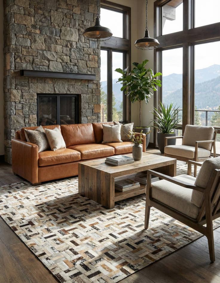 Detail image of 5' x 7' 11 Cowhide - Patchwork Rug