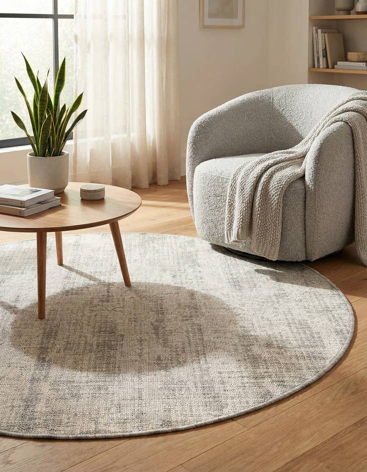 Detail image of 4' x 4' Easy-Clean Modern Indoor / Outdoor Round Rug