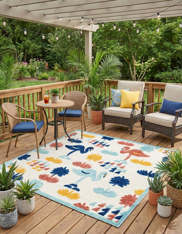 Detail image of  7' 10 x 7' 10  Washable Belize Indoor / Outdoor Square Rug