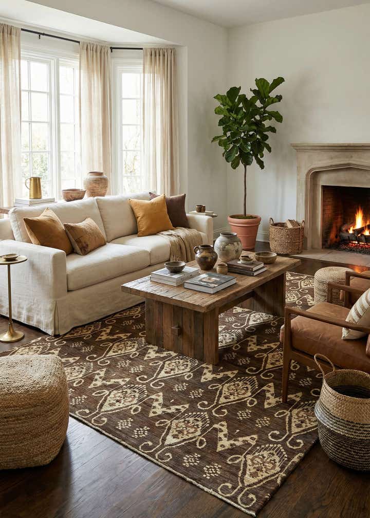 6' 10 x 9' 10 Hand Knotted Ikat Rug