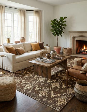 6' 10 x 9' 10 Hand Knotted Ikat Rug
