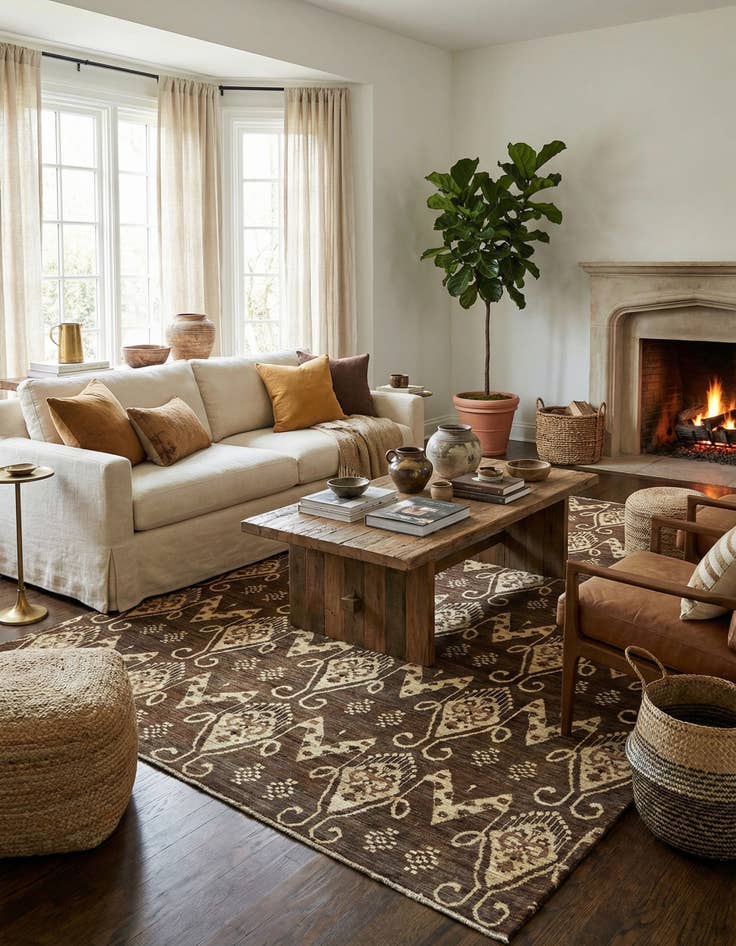 Detail image of 6' 10 x 9' 10 Hand Knotted Ikat Rug