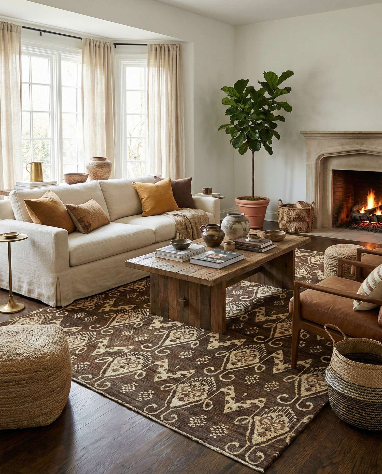 6' 10 x 9' 10 Hand Knotted Ikat Rug