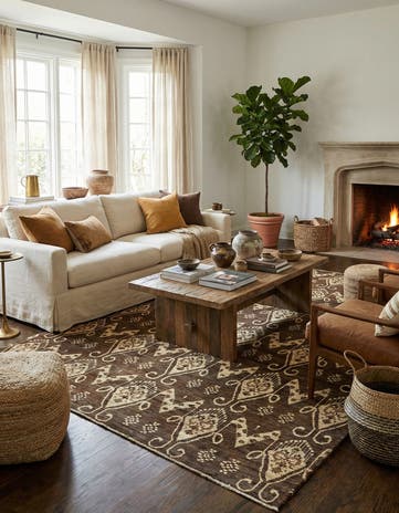 6' 10 x 9' 10 Hand Knotted Ikat Rug