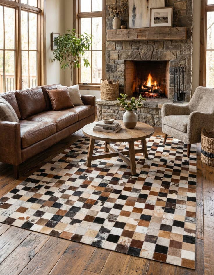 Detail image of 5' x 8' Cowhide Leather Rug