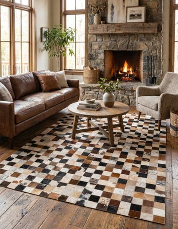 5' x 8' Cowhide Leather Rug