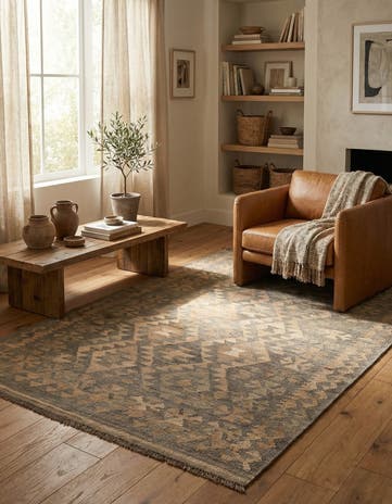 4' x 5' 11 Hand Woven Kilim Maymana Wool Rug