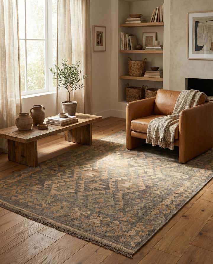 4' x 5' 11 Hand Woven Kilim Maymana Wool Rug