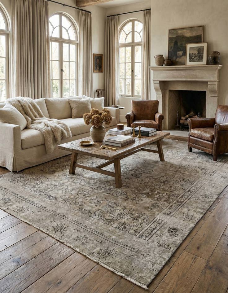 Detail image of  8' 10 x 11'  Hand Knotted Ultra Vintage Persian Wool Rug