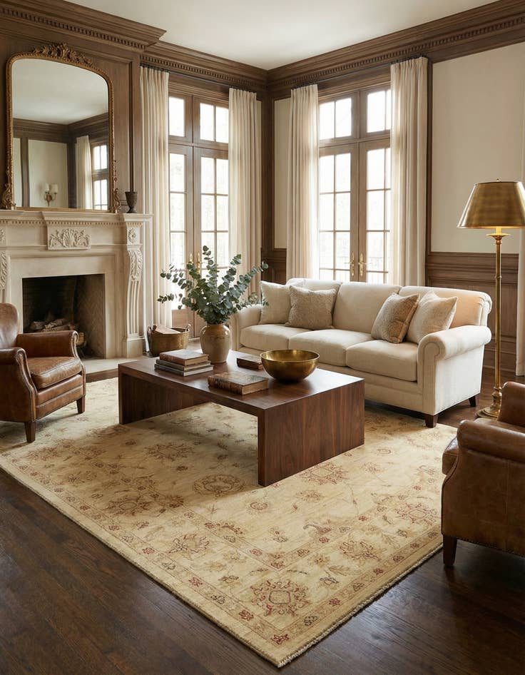 Detail image of  5' 9 x 8'  Hand Knotted Peshawar Ziegler Rug