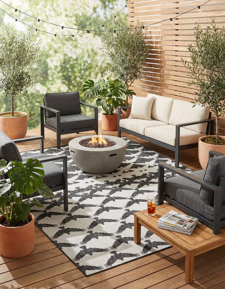 Detail image of 9' x 12'  Washable Modern Indoor / Outdoor Rug