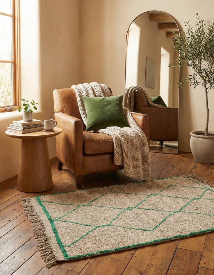 Detail image of 3' 6 x 5'  Hand Knotted Moroccan Wool Rug