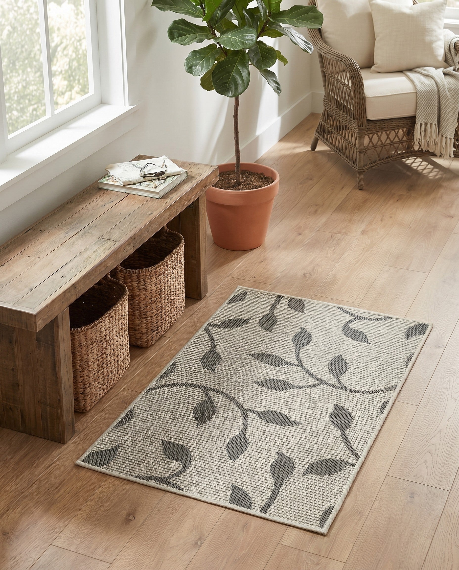 2' 2 x 3' Easy-Clean Botanical Indoor / Outdoor Rug